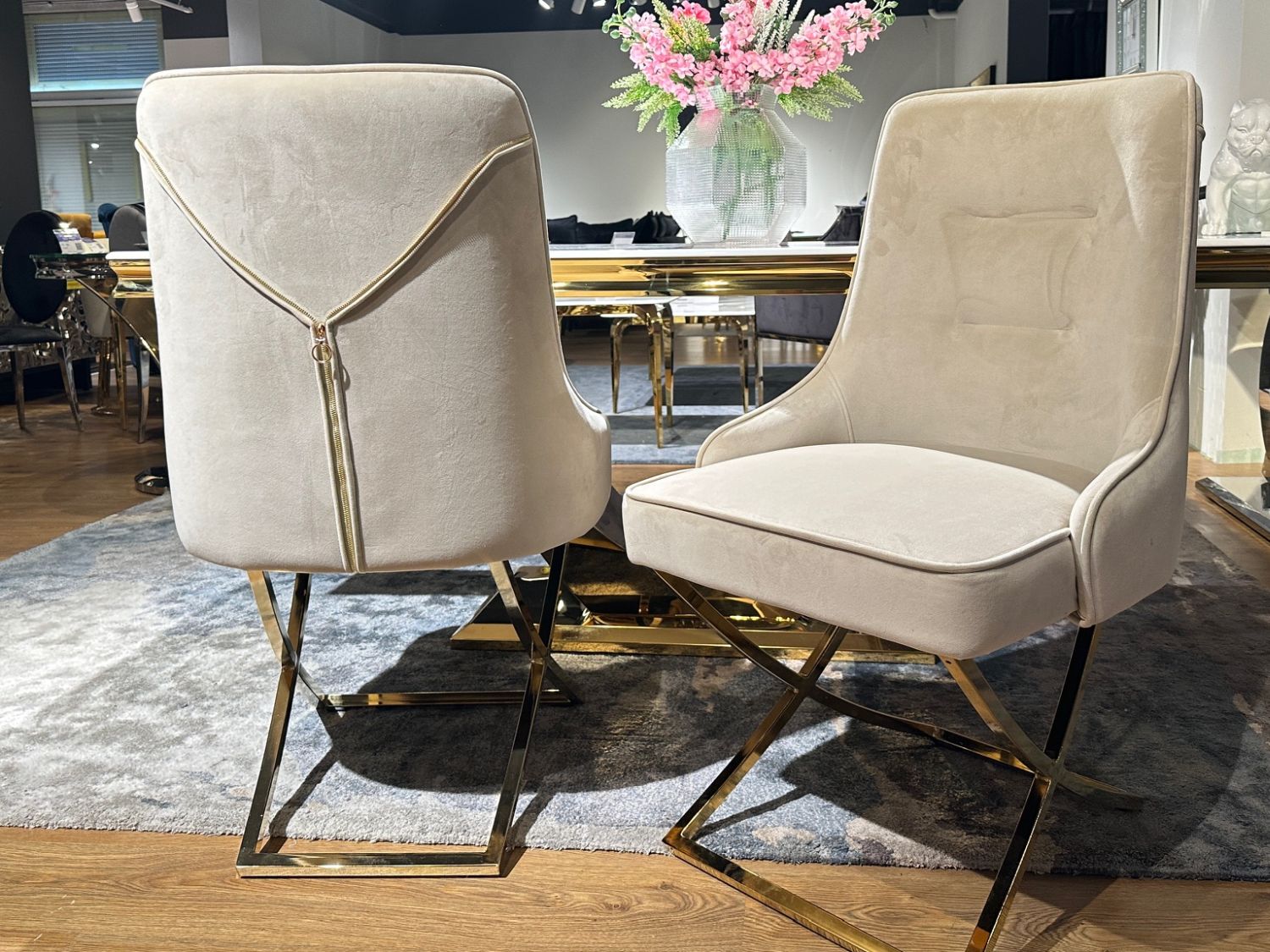 Krzesło Malta Glamour Gold , tkanina Velvet beżowa