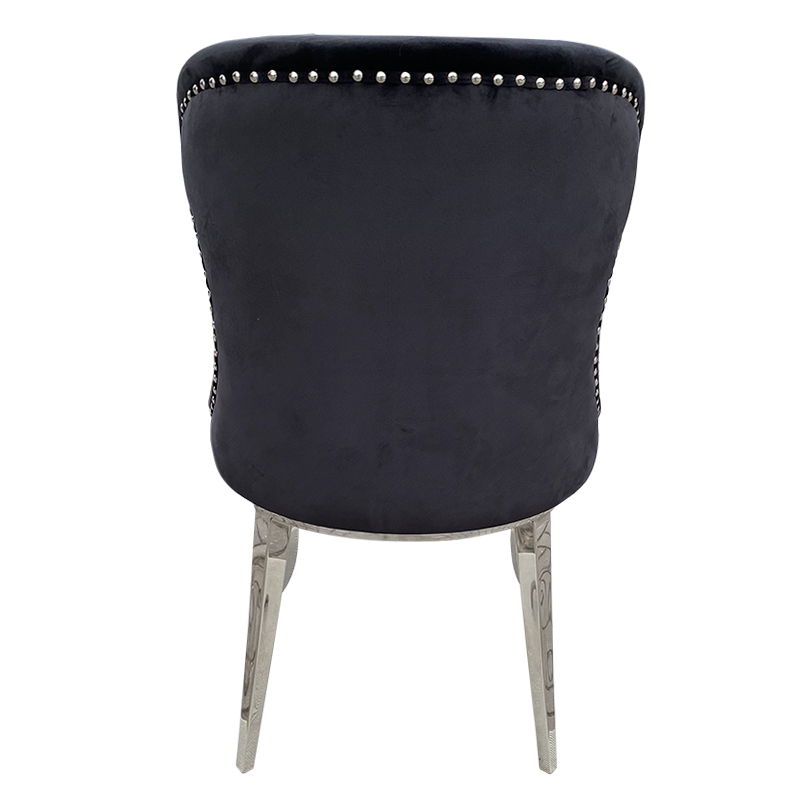 Krzesło Glamour FT-231 z ćwiekami tkanina Velvet czarne Nogi chrom