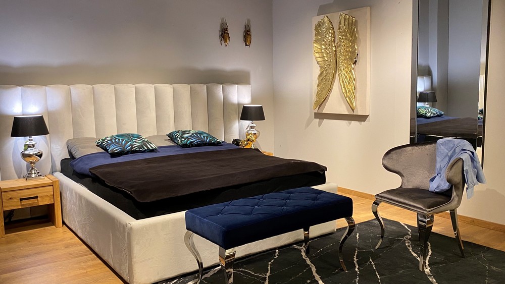 Amber łóżko tapicerowane 120, 140, 160, 180, 200, na wymiar w nowoczesnym stylu, w dowolnej tkaninie