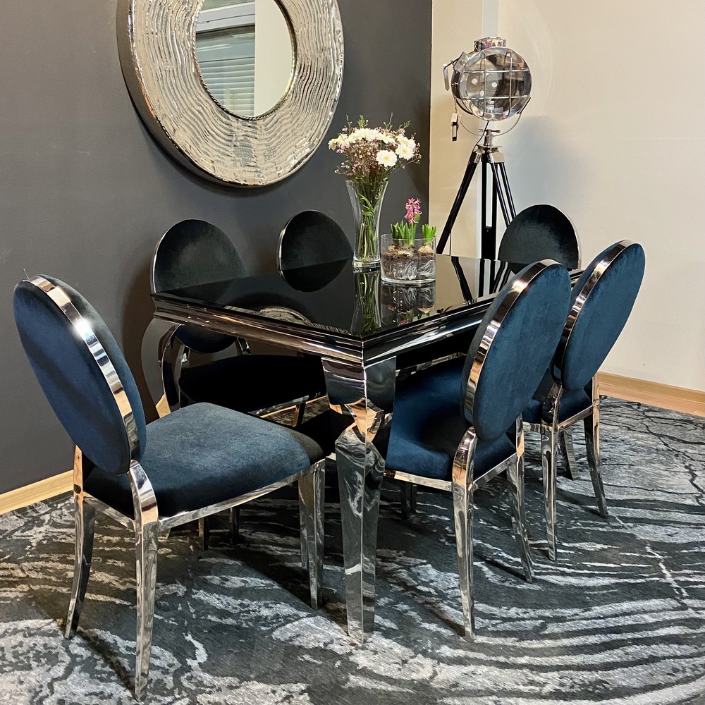 Krzesło chromowane FT 83 Glamour-Silver Louis ludwik silver wybrana tkanina