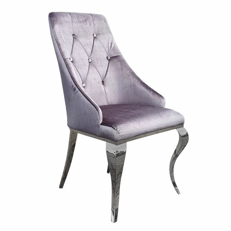 Nowoczesne  krzesło pikowane szare chromowane FT 204 Glamour Silver