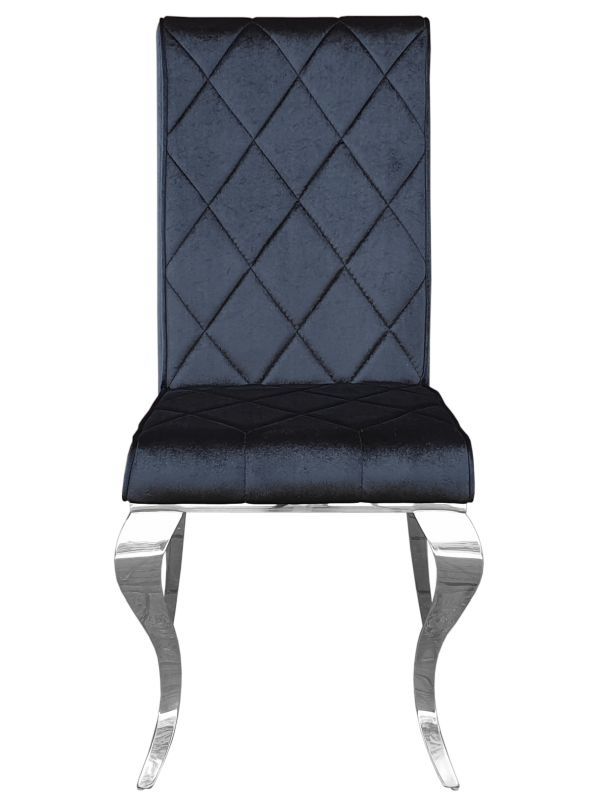 Krzesło Glamour czarne z przeszyciami i chromowanymi nogami FT 216 silver