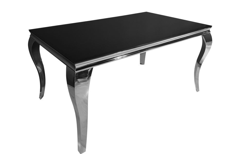 Stół szklany czarny  z chromowanymi nogami T780  230x100 cm