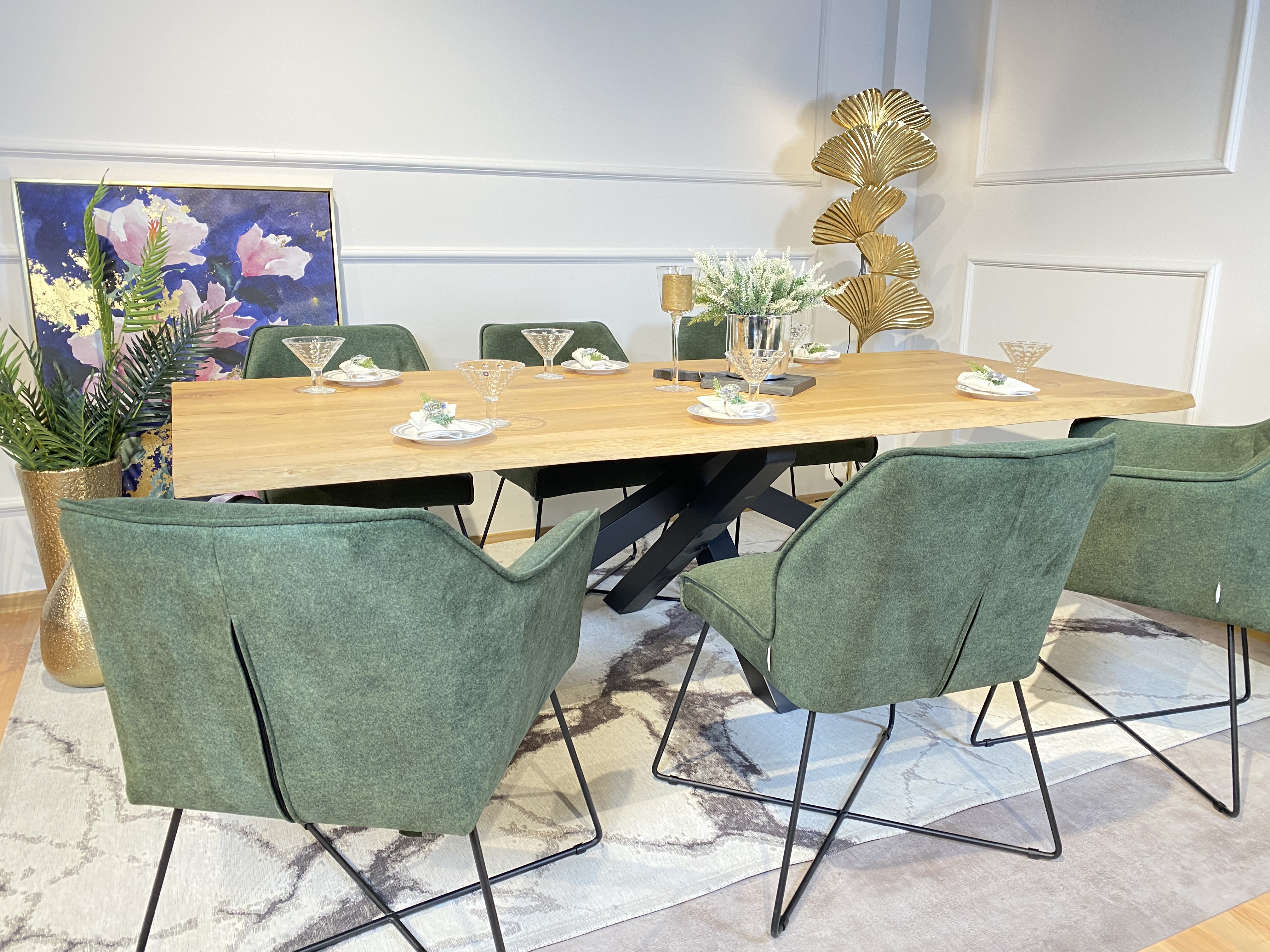 Stół Classic 180x100 dąb lity podstawa typu gwiazda krawędź naturalna na wymiar