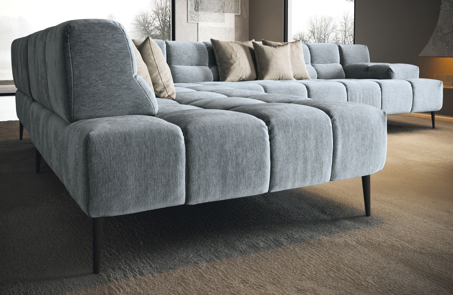 Narożnik ekskluzywny Liam pikowany modułowy na wysokich nożkach Designwerk od Minimax Sofa Narożnik ekskluzywny Liam pikowany modułowy na wysokich nożkach Designwerk od Minimax Sofa
