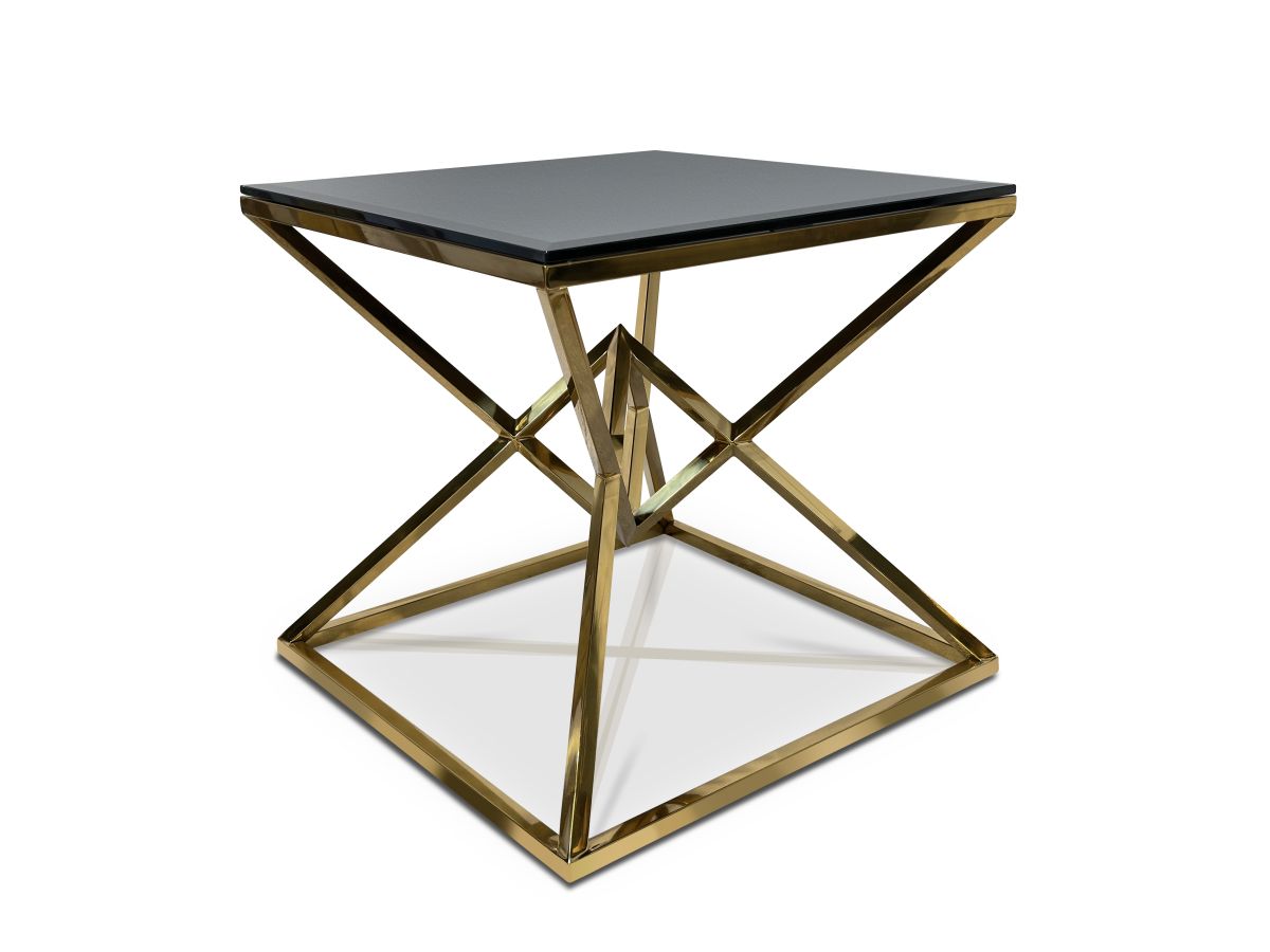 Ława stolik kawowy nowoczesny BC-303 60x60cm czarny Glamour Gold złoty