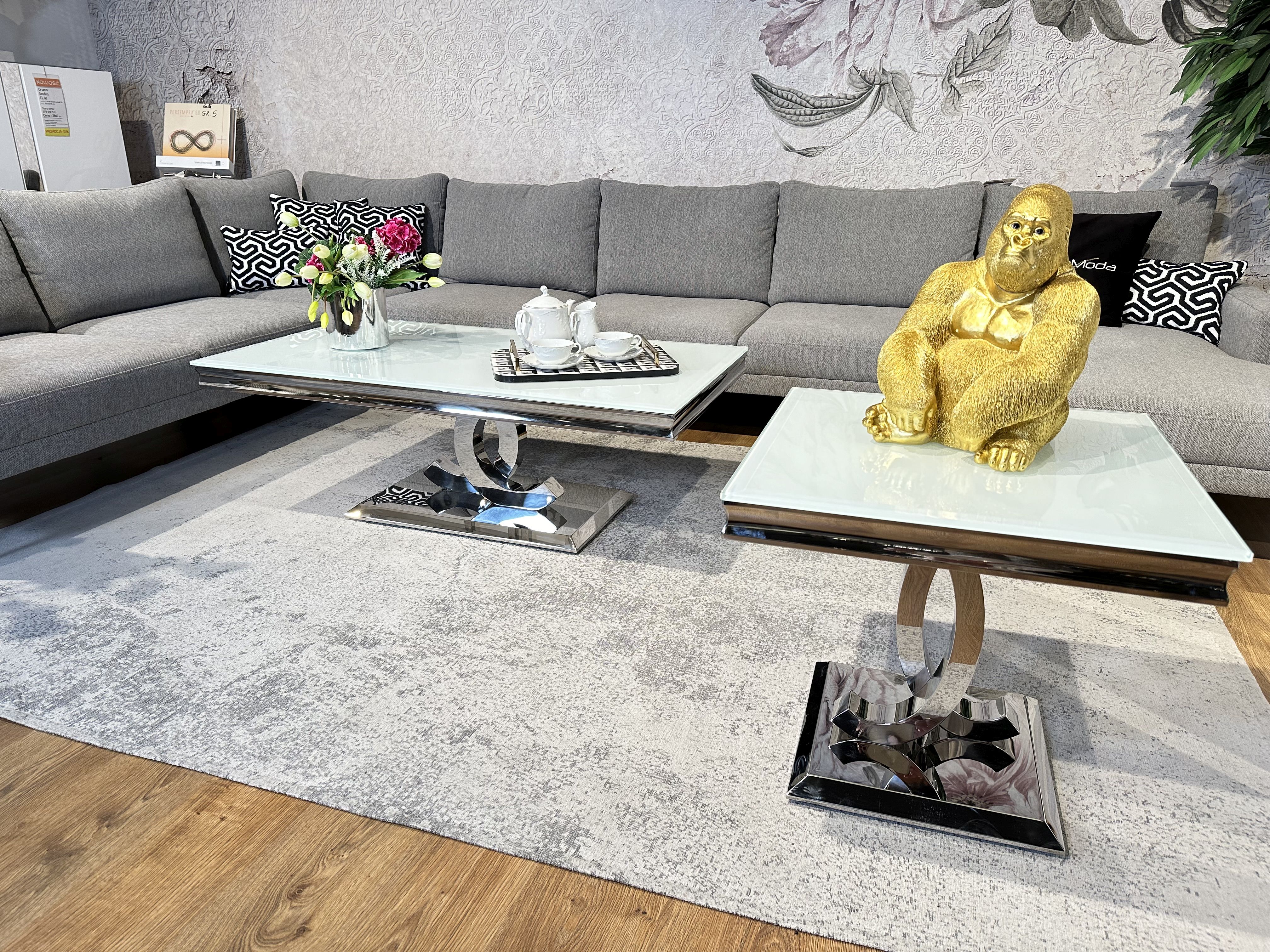 Ława stolik kawowy 130x70 biały  Glamour Silver T 922-1