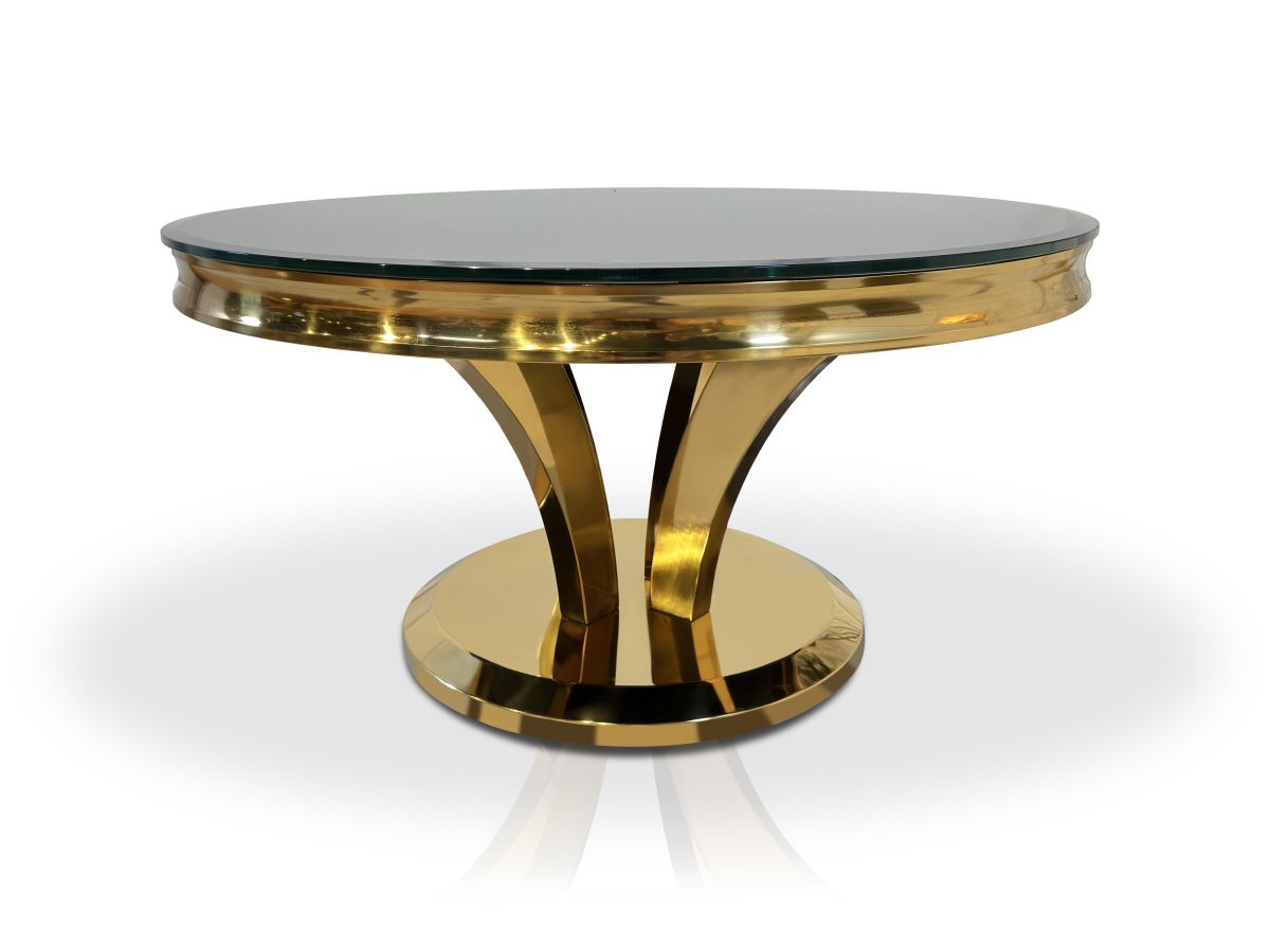 Ława stolik kawowy nowoczesny T-977 okrągły śr. 100 cm czarny ludwik Glamour Gold złoty 