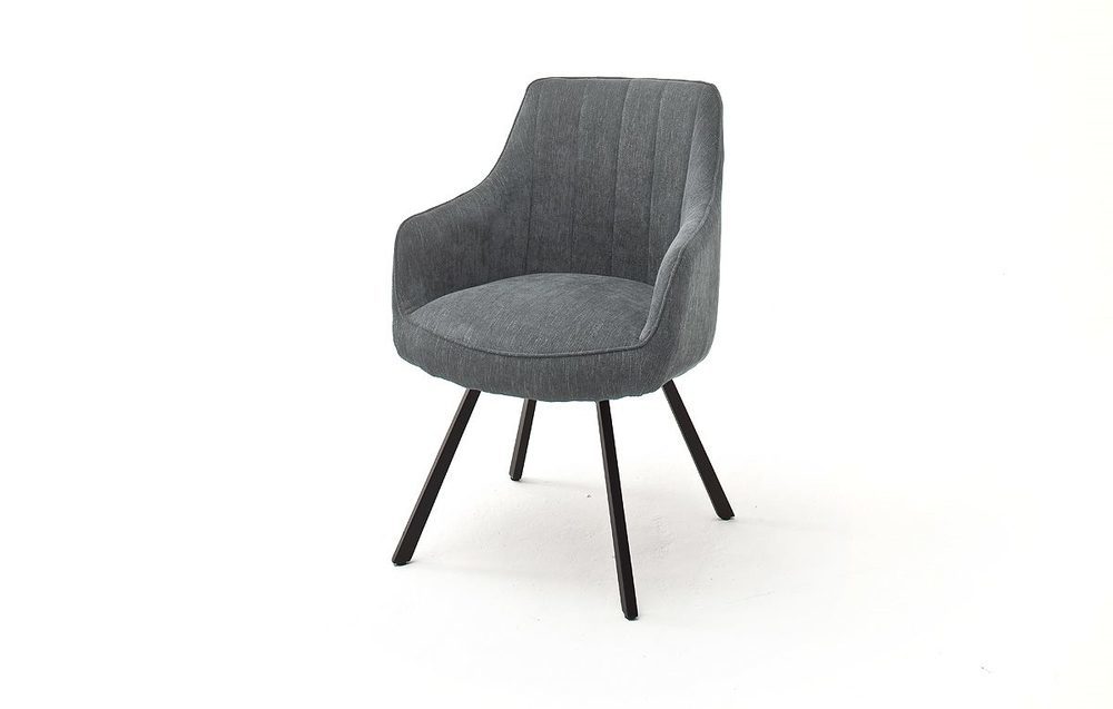 Sassello krzesło z podłokietnikiem na 4 nogach z obrotowym siedziskiem sprężyny tkanina szara