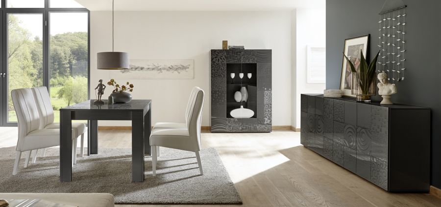 Komoda 4D Lakier Antracyt Połysk MIRO 202383-09