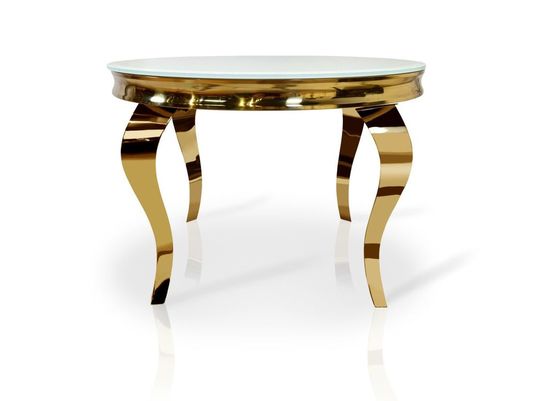 Ława stolik kawowy nowoczesny t-780 okrągły śr.80 cm biały ludwik Glamour Gold złoty