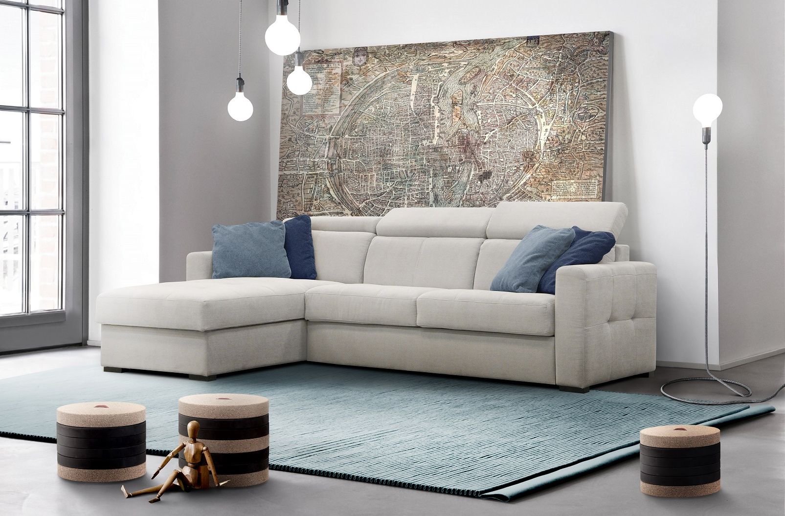 Narożnik rozkładany Nardo stelaż włoski i pojemnik Stella