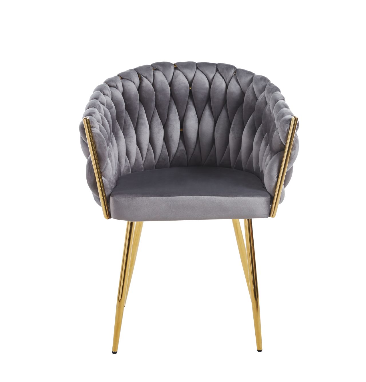 Nowoczesne krzesło plecione FU-7 tkanina szary velvet w stylu Glamour złote nogi Nowoczesne krzesło plecione FU-7 tkanina szary velvet w stylu Glamour złote nogi