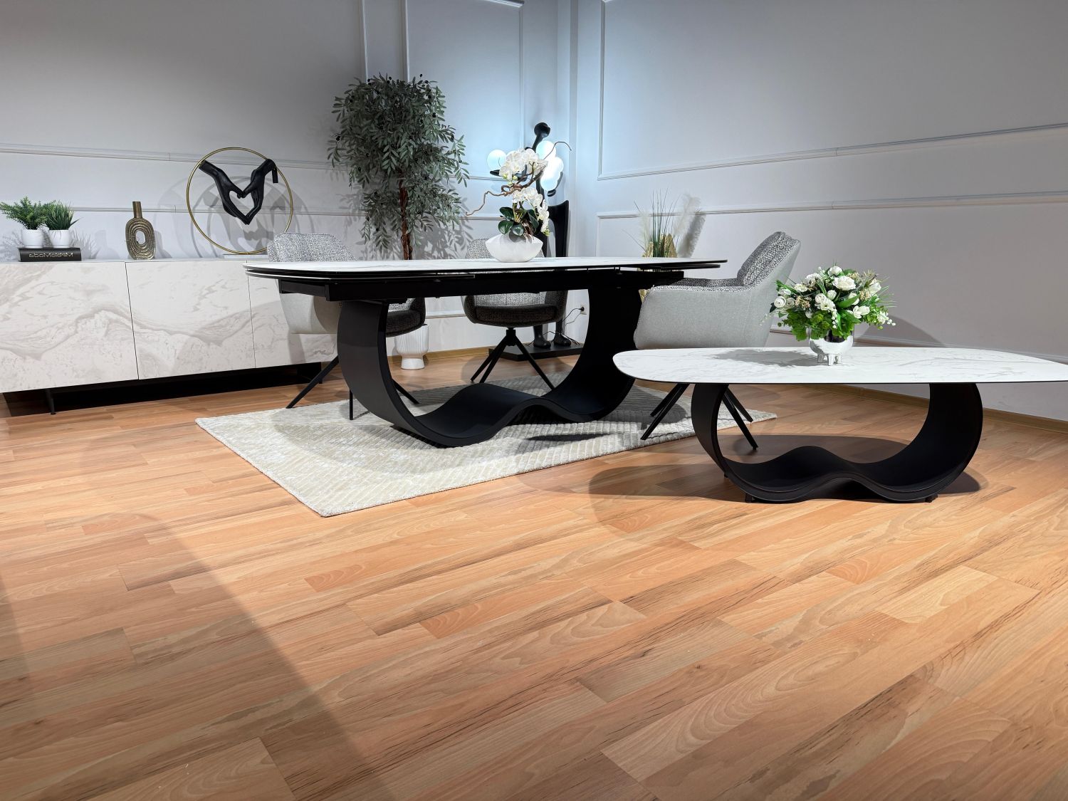 Stół spiek kwarcowy rozkładany Carbone 220(+45+45) x 110