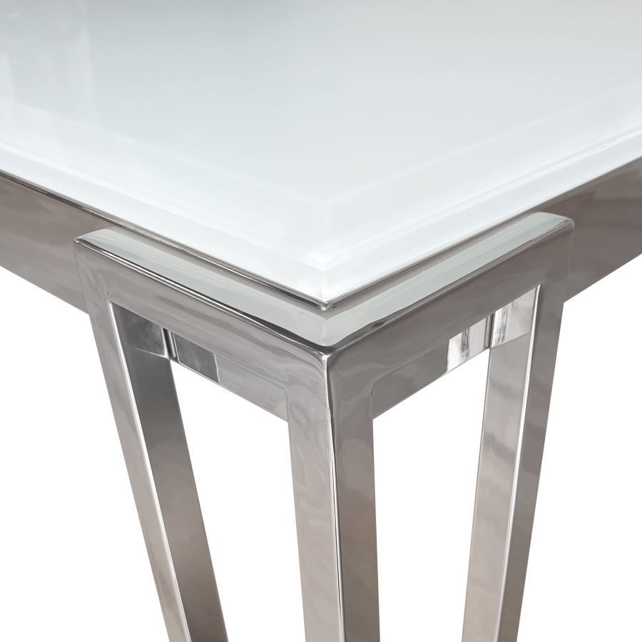 Stolik kawowy ława Glamour silver P102 130x70cm szkło białe