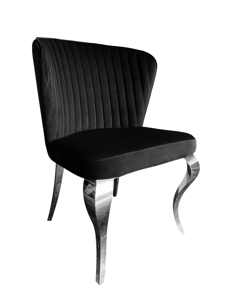 Nowoczesne krzesło chromowane FT-227 czarne Glamour-Silver