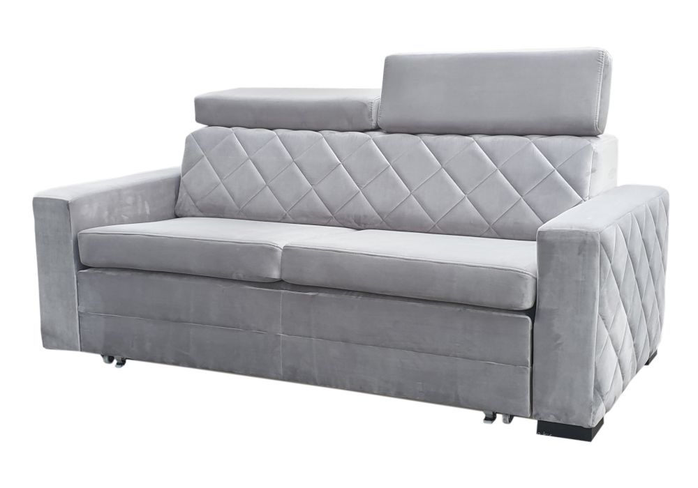 Opal sofa 3-osobowa pikowana, z funkcją spania z regulowanymi zagłówkami