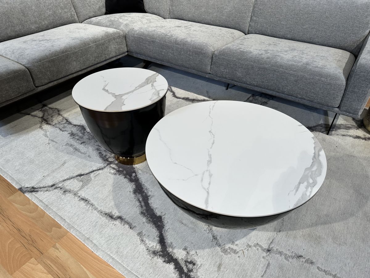 Okrągły stolik kawowy  BC368 z blatem ze spieku kwarcowego średnica 72cm