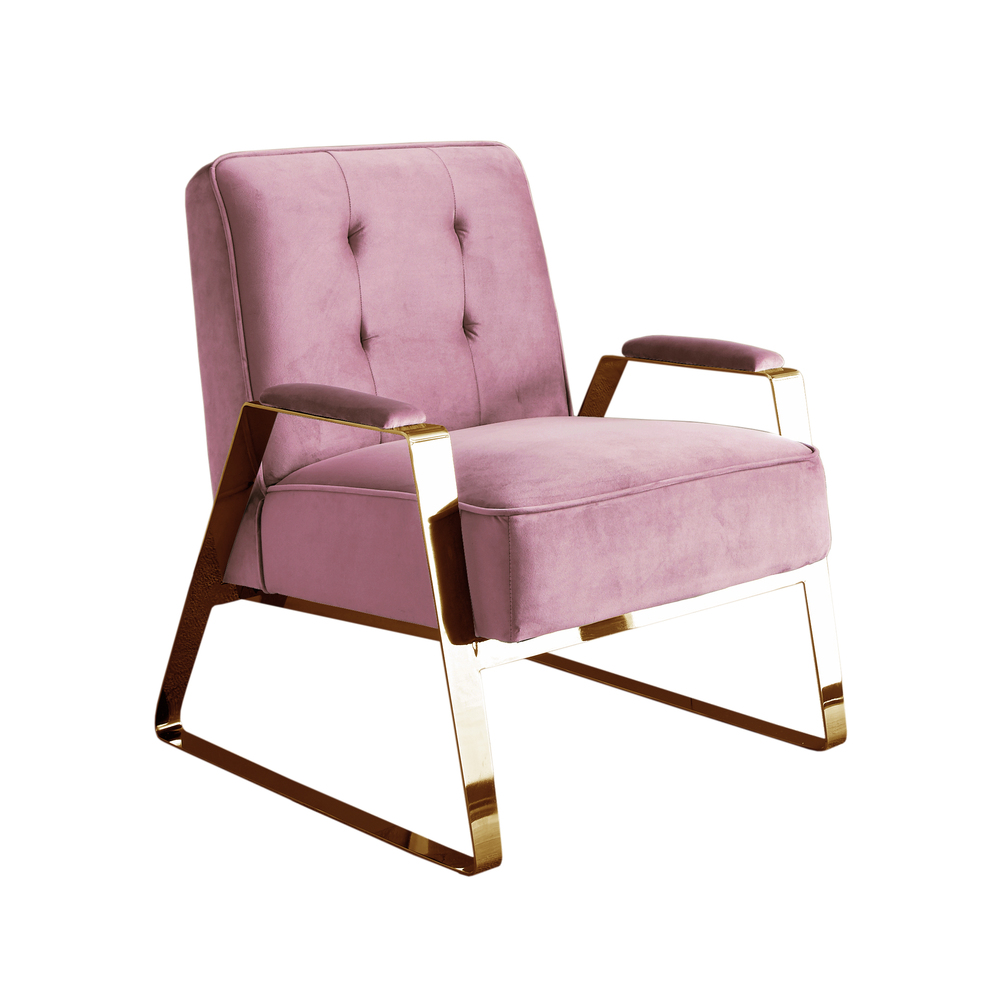 fotel z podłokietnikami Glamour złoty różowy SF522