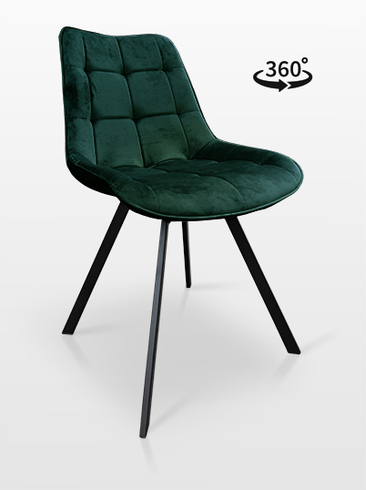 Krzesło 21137 obrotowe 360 st Kwadrat w skandynawskim stylu zielony velvet 57