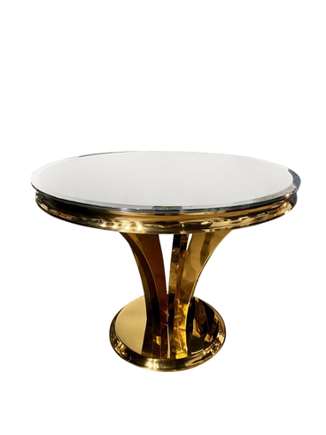 Złoty stół okragły Glamour średnica 100cm biały T-977-1 - GOLD nowoczesny