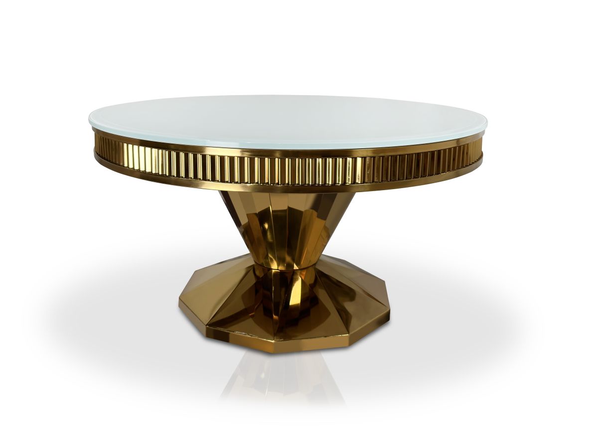 Ława stolik kawowy  T-910 80cm biały Glamour Gold stal szlachetna w kolorze złotym
