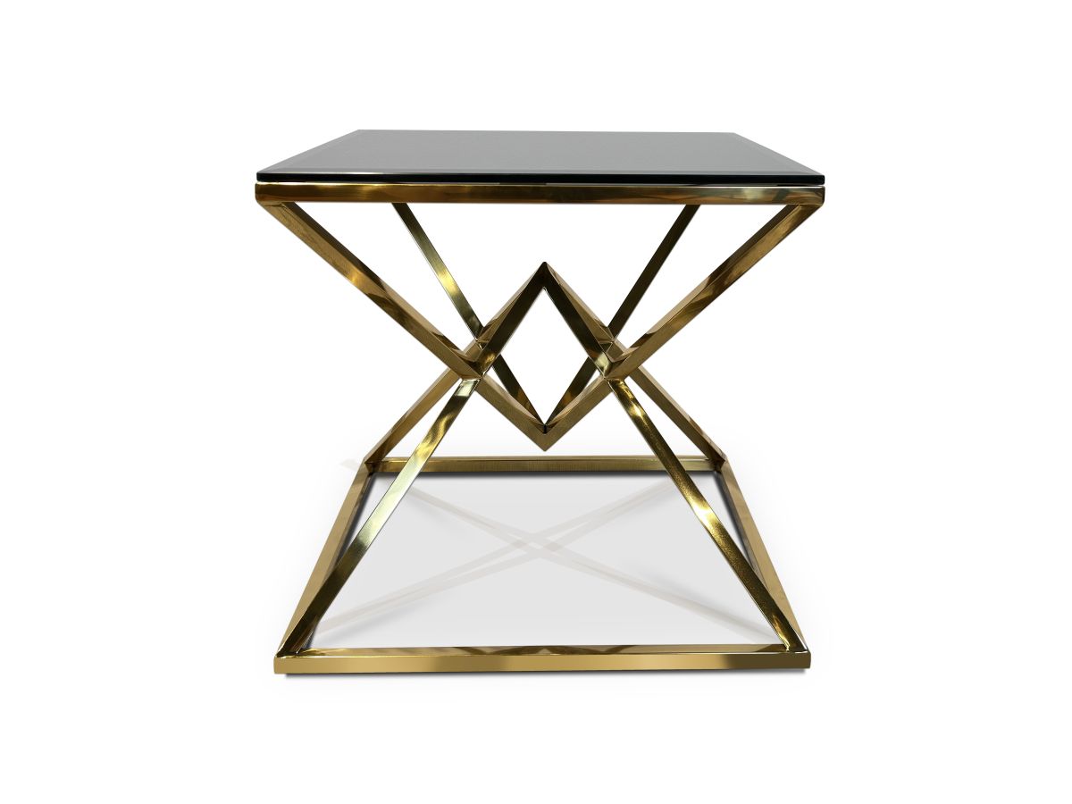 Ława stolik kawowy nowoczesny BC-303 60x60cm czarny Glamour Gold złoty