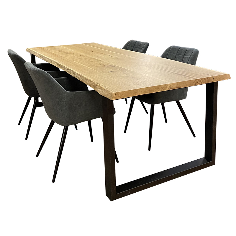 Stół Classic 160x90 dąb lity krawędź naturalna płozy metalowe, na wymiar