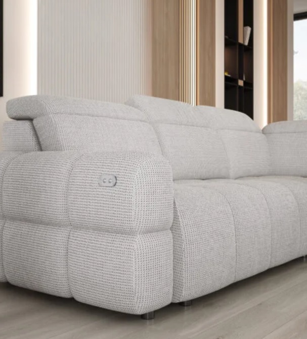 Narożnik Mateo L z elektrycznie wysuwanym siedziskiem i regulowanymi zagłówkami Wersal 