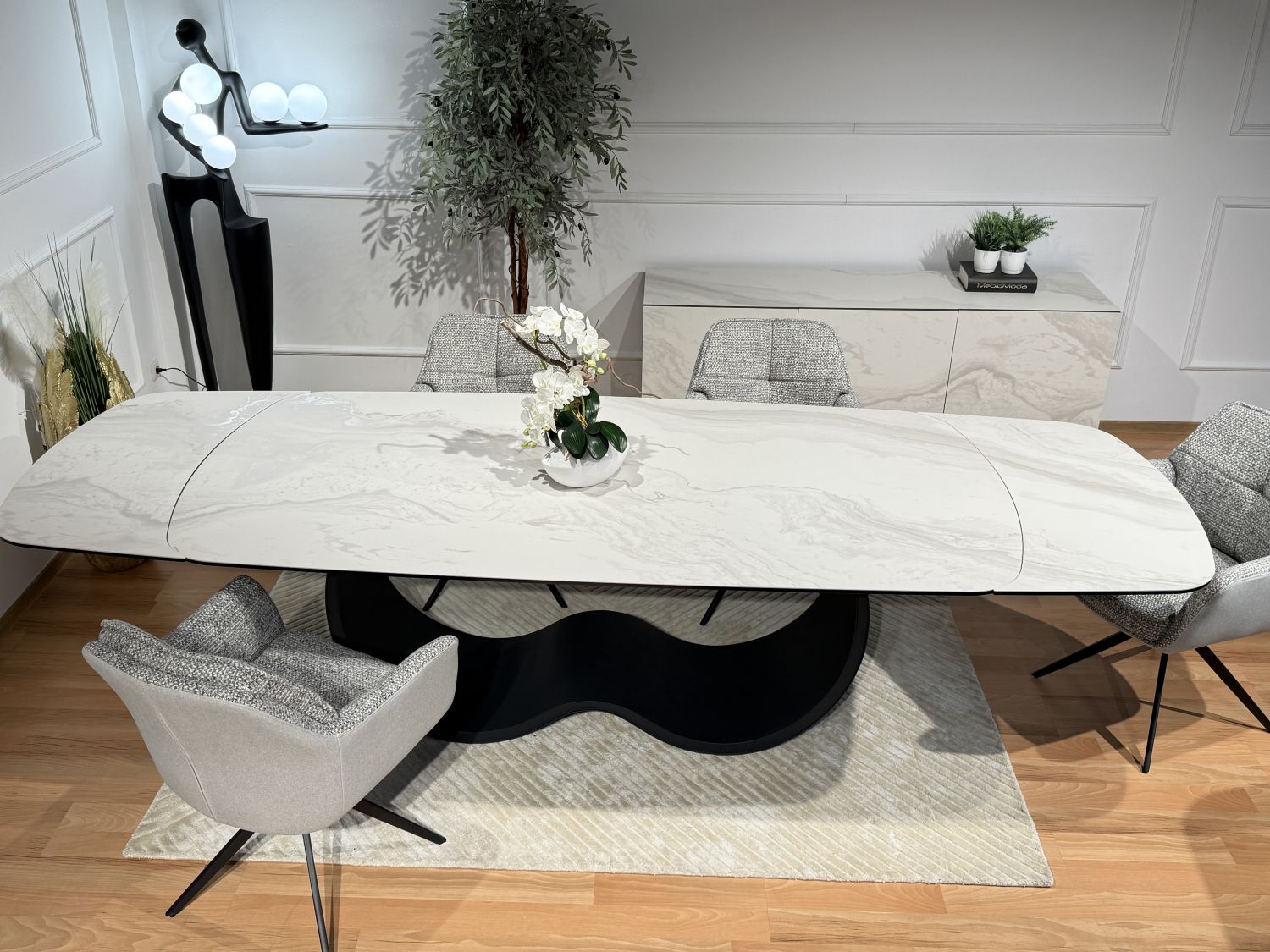 Stół spiek kwarcowy rozkładany Carbone 220(+45+45) x 110