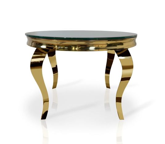 Ława stolik kawowy nowoczesny t-780 okrągły śr.80 cm czarny ludwik Glamour Gold złoty