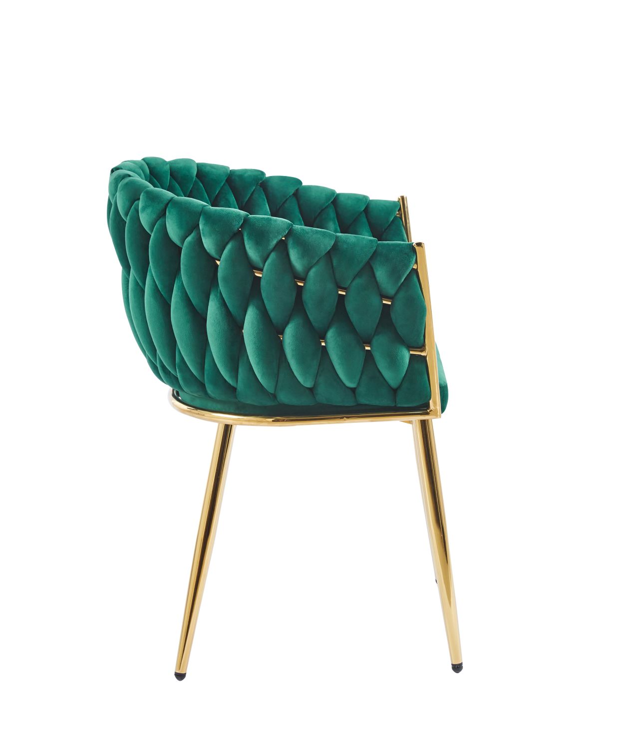 Nowoczesne krzesło plecione FU-7 tkanina zielona velvet w stylu Glamour złote nogi