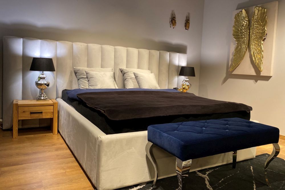 Amber łóżko tapicerowane 120, 140, 160, 180, 200, na wymiar w nowoczesnym stylu, w dowolnej tkaninie