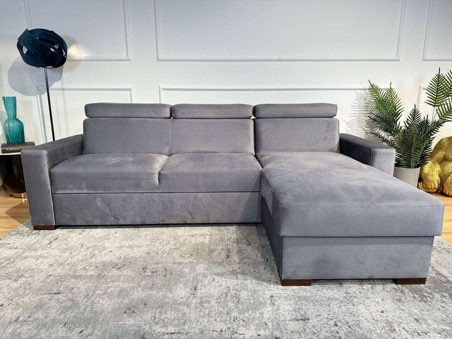 Malaga S narożnik z regulowanymi zagłówkami funkcją spania i pojemnikiem