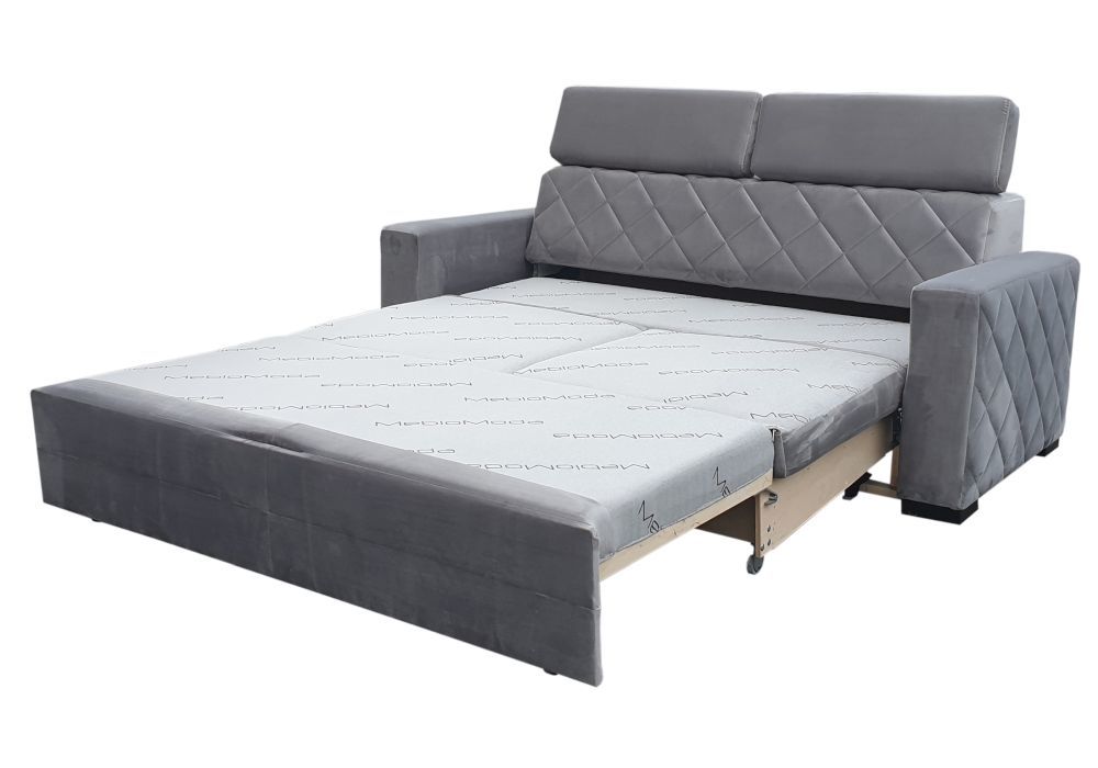 Opal sofa 3-osobowa pikowana, z funkcją spania z regulowanymi zagłówkami