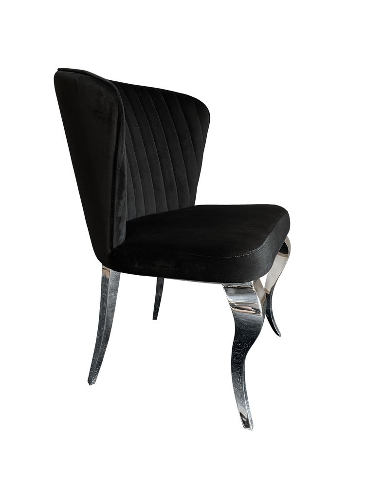 Nowoczesne krzesło chromowane FT-227 czarne Glamour-Silver