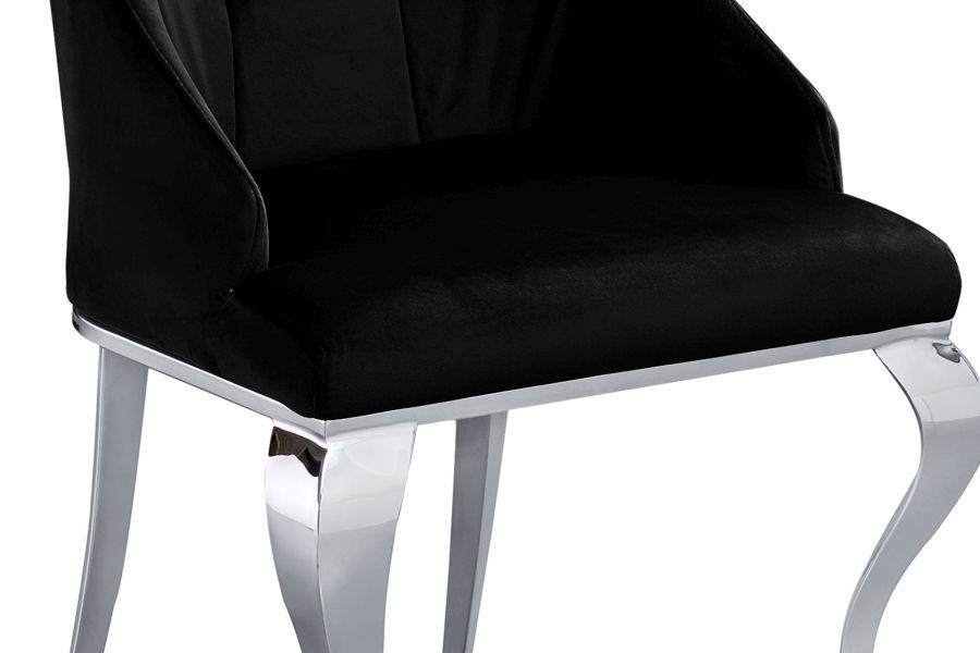 Nowoczesne czarne krzesło pikowane, chromowane FT 204 Glamour Silver