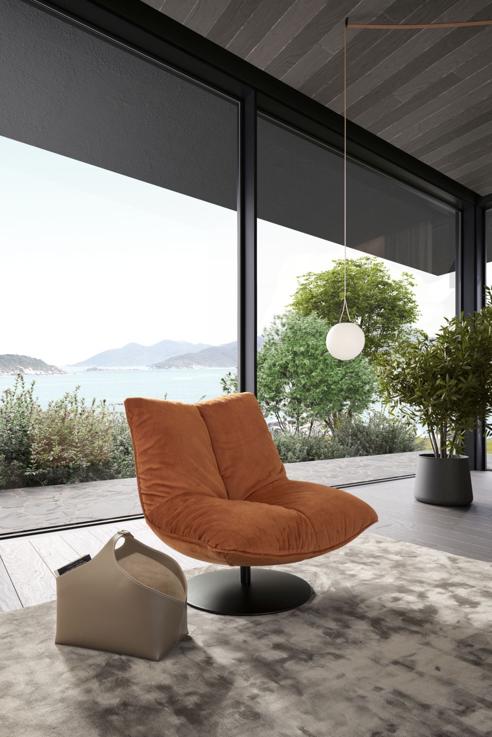 Fotel obrotowy Softie Designwerk od Minimax Sofa przytulny na metalowej podstawie typu talerz Fotel obrotowy Softie Designwerk od Minimax Sofa przytulny na metalowej podstawie typu talerz
