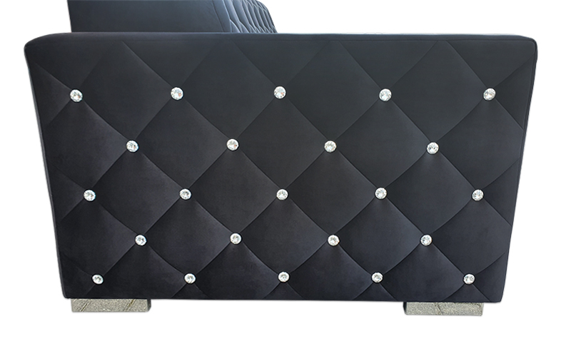 Opal sofa 3-osobowa pikowana z kryształkami z funkcją spania glamour