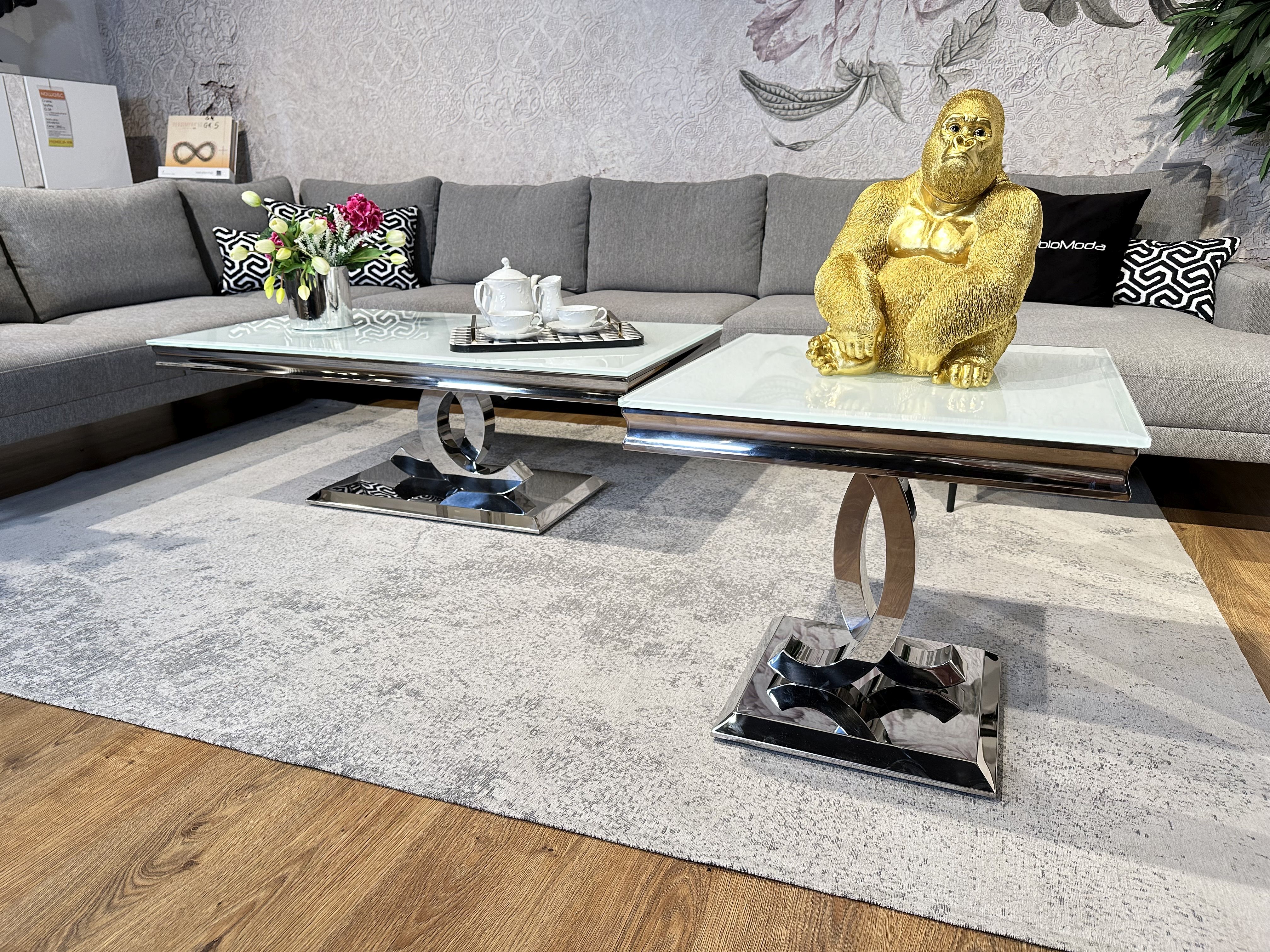 Ława stolik kawowy 130x70 biały  Glamour Silver T 922-1