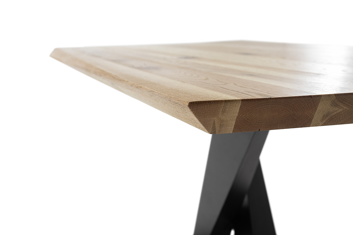 Stół dębowy Gravina dąb lity burgundzki noga czarna 180x90
