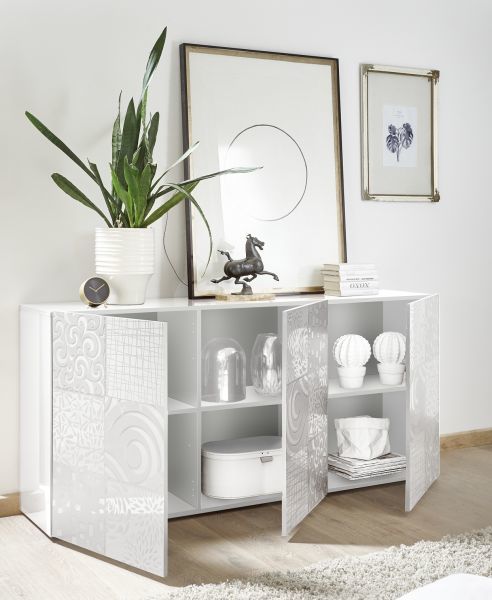 Komoda Wysoka 3D Lakier Biały Połysk MIRO 209083-05