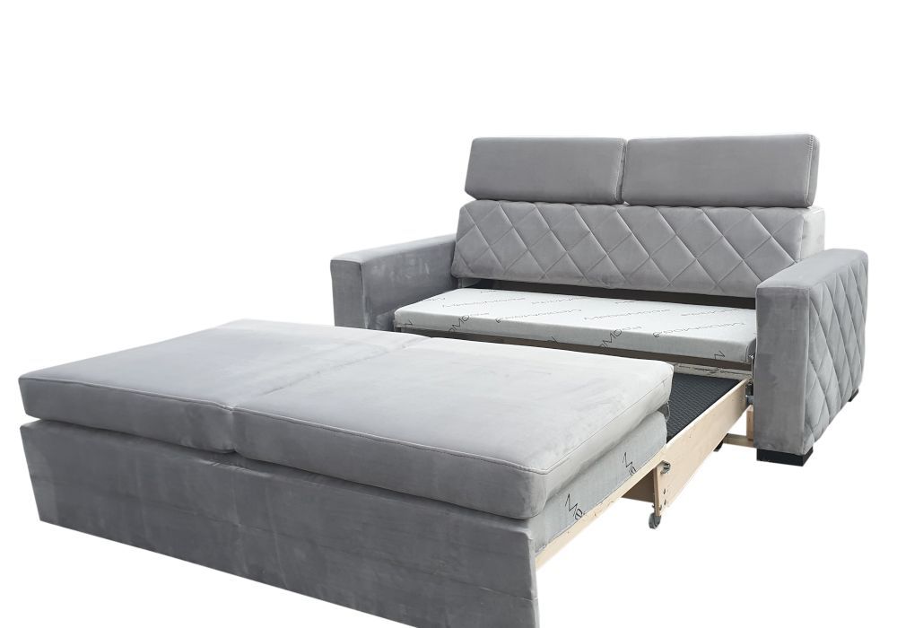Opal sofa 3-osobowa pikowana, z funkcją spania z regulowanymi zagłówkami