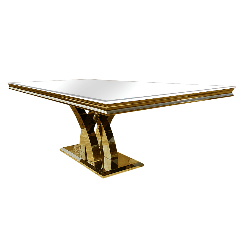 Nowoczesny stół Glamour 220x110 T-970-1 GOLD  w kolorze złotym jadalnia salon szkło białe