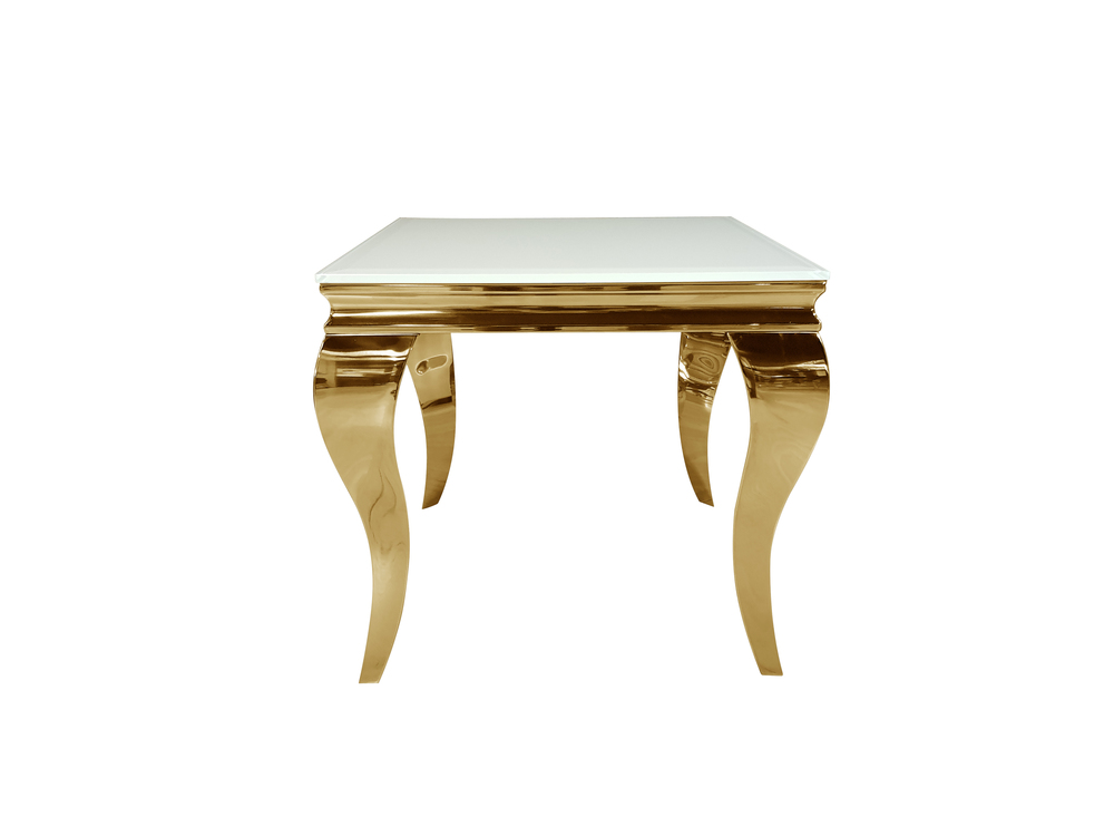 Ława stolik kawowy T-780 60x60 biały Glamour Gold stal szlachetna w kolorze złotym