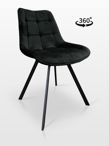 Krzesło 21137 obrotowe 360 st Kwadrat w skandynawskim stylu czarny velvet 66