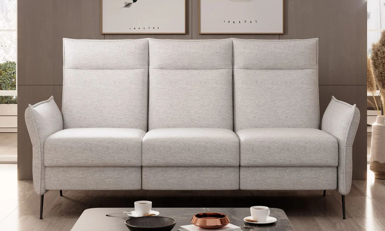 Sofa 3 2R Xavi  na wysokich nóżkach 2 siedziska z funkcją relaks manualną tk. Modesto