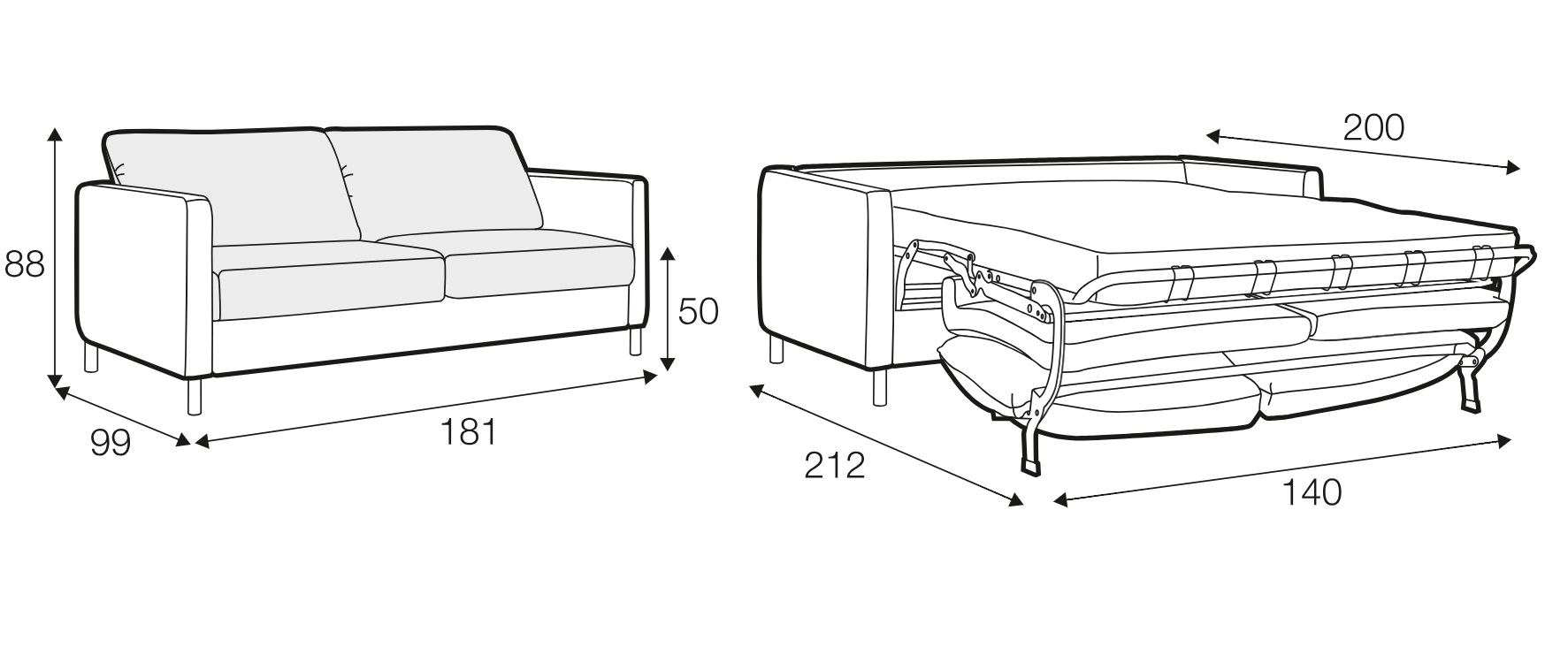 Sofa 3 Felix ze stelażem włoskim 140cm  Sits