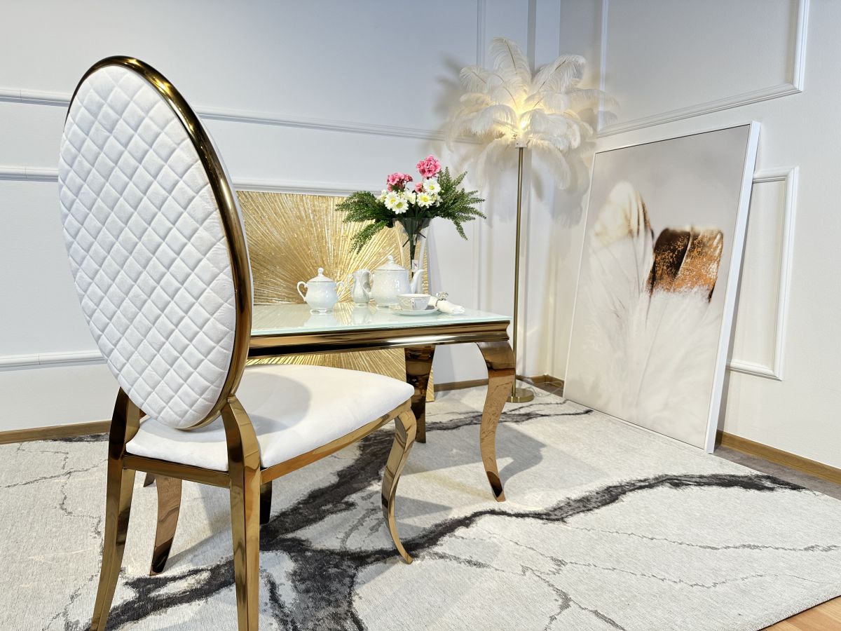 Ława stolik kawowy t 780 100x60 biały Glamour Gold stal szlachetna w kolorze złotym