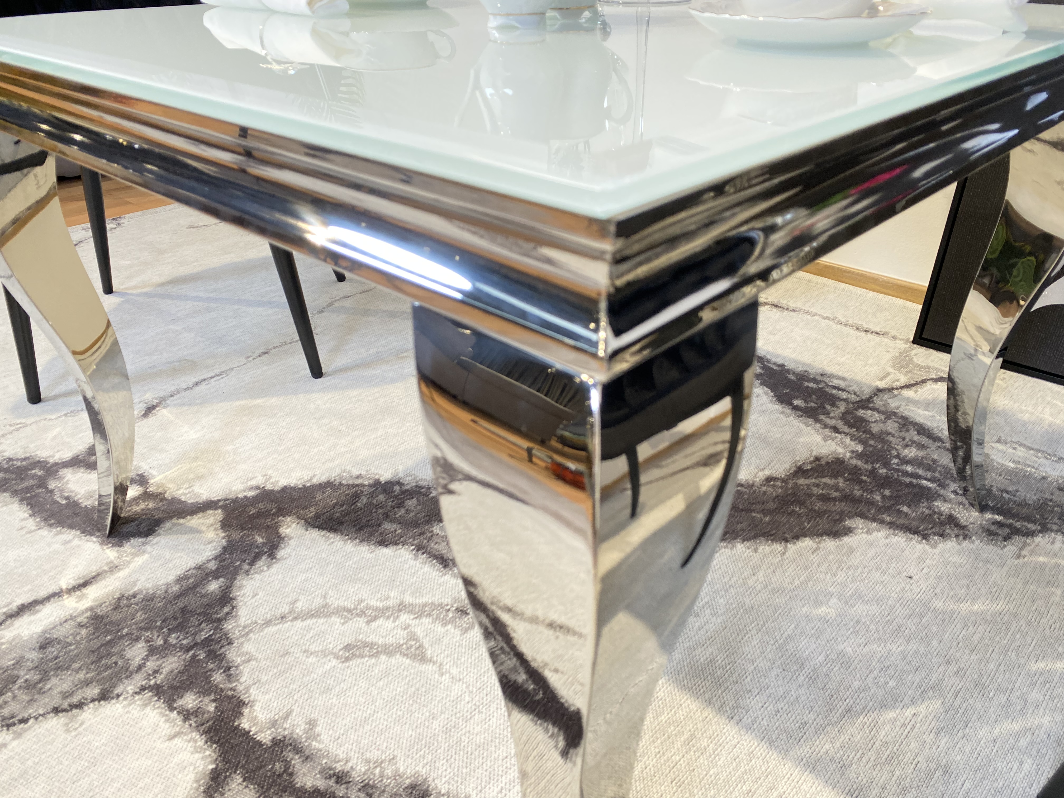 Ława stolik kawowy end 80x80 biały Glamour Silver t 780 w kolorze srebrnym